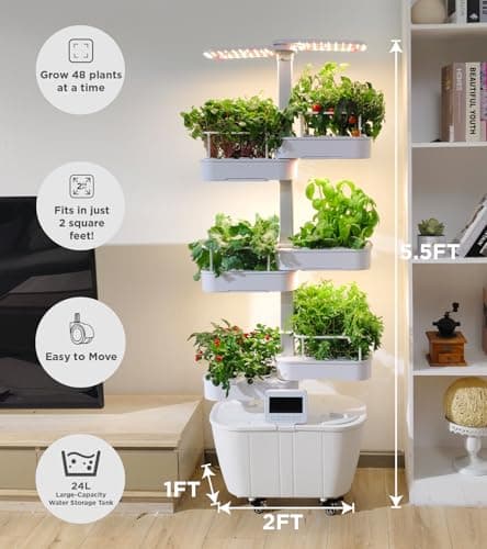 Hydroponics Growing System Kit,48 Pods Large Indoor Hydroponic Herb Garden with Smart LED Grow Light, Auto Circulating Water Pump,24L Water Tank,APP & WiFi Controlled,Gardening Systems for Ideal Gifts - Thumbnail 5