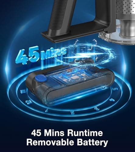 Cordless Vacuum Cleaner, 480W/45Kpa Vacuum Cleaners for Home, Self-Standing Stick Vacuum with LED Display, Anti-Tangle & Wall Mount Charging, 8 in 1 Lightweight Vacuum for Hard Floors Carpet Pet Hair - Thumbnail 5