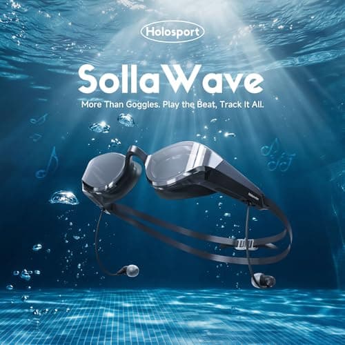 SollaWave AI Music Smart Goggles Swimming Headphones, Real-Time Voice Feedback + 4GB MP3 Player, 9-Axis Motion Tracking Swimming Earbuds, IP68 Waterproof Headphones for Swimming with App & AI Analysis - Thumbnail 2
