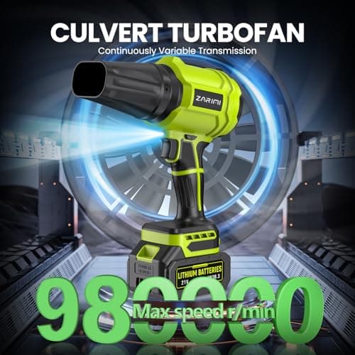 YUQUESEN Cordless Leaf Blower, 980,000 RPM Handheld Leaf Blower with 2 Batteries & Charger, Lightweight Leaf Blowers for Patio, Lawn, Leaves, Dust - Deep Green - Thumbnail 2