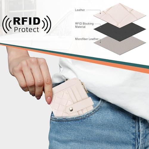 Airkit Wristlet Wallets for Women, Keychain RFID Blocking Credit Card Holder, Small Girly Wallet with Bracelet, Silicone Beaded Tassel Key Ring Card Holder, White - Thumbnail 4