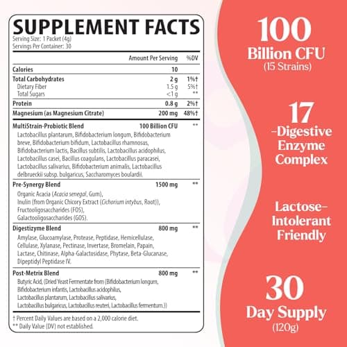Probiotic Powder, Probiotics for Gut Health, 100 Billion CFU, 30 Packets - Thumbnail 2