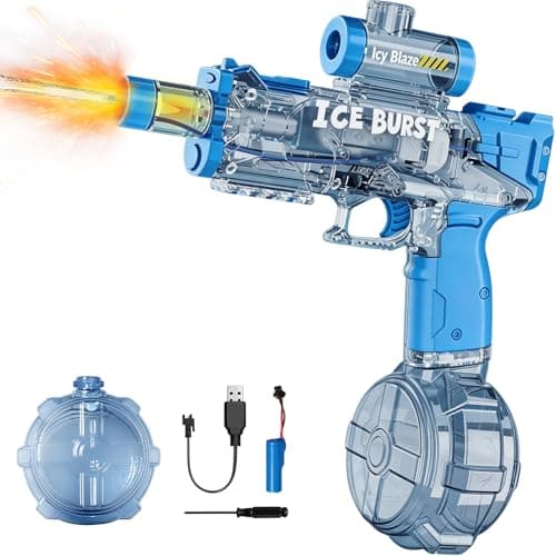 Electric Water Gun for Kids & Adults – Automatic Squirt Gun Toy with 26FT Long Rang, 360ml Large Capacity, Rechargeable Battery Water Blaster Toy for Summer Outdoor Pool & Beach Water Toy, Blue - Image 1