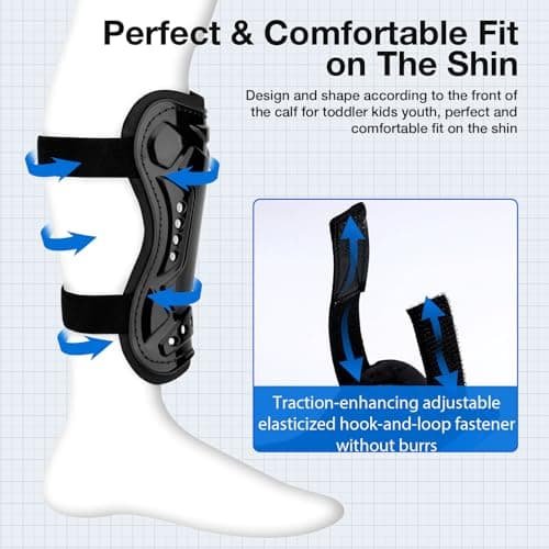 2 Pairs Soccer Shin Guards for Toddler Kids Youth, Soccer Shin Pads with Adjustable Double Strap for 3-14 Years Old Boys Girls Child Teens - Thumbnail 2