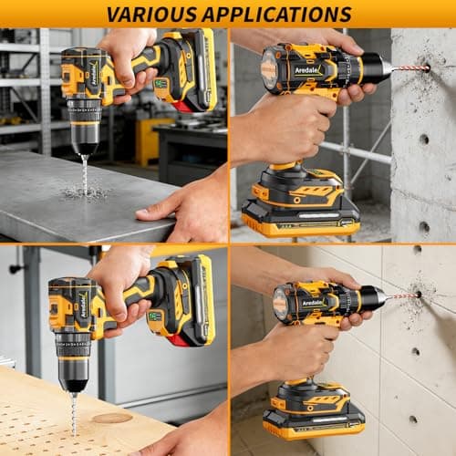 Aredale 20V Cordless Drill Set, Brushless Power Drill Driver with 2*2.0Ah Battery and Charger, 3/8" Keyless Chuck, 2 Variable Speed with LED, Professional Drill Bits Kit for Home DIY and Woodworking - Thumbnail 5