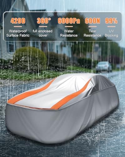 FJWDSC Sliver Full Enclosed Larger SUV Car Cover Universal Fit Tahoe/Traverse,Sienna,BMW X7/XM,Audi Q6/Q7,GLS/EQS,Yukon,Lexus LX/TX,GL8,Odyssey,Ford Flex,Durango,Infiniti QX60/80,EM90,Pacifica - Thumbnail 5