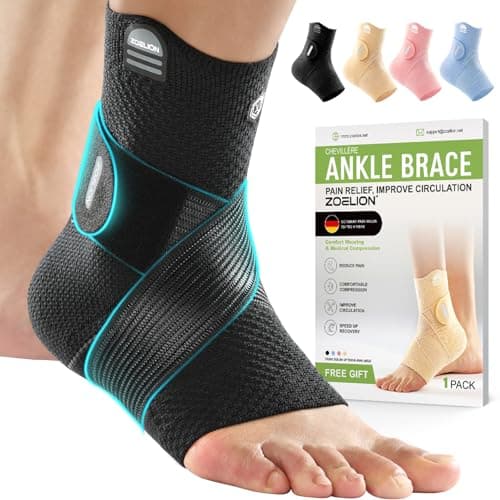 ZOELION Ankle Brace Compression Support with Removable Fishnet Strap, 3D Knit Plantar Fasciitis Relief Achilles Tendonitis Brace, Ankle Compression Sleeve for Pain Relief & Injury Healing, Black/M - Image 1