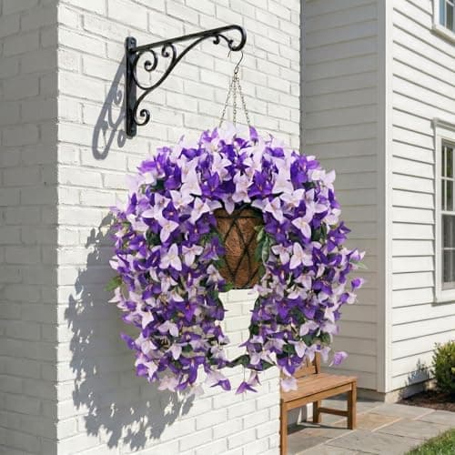 capirosa Artificial Flowers for Outdoors Fake Purple Bougainvillea Hanging Flower Decoration, 2Pcs Realistic Faux Silk Plants Long Trailing Vines, Spring Decor for Porch Patio Balcony Planter Yard - Thumbnail 2