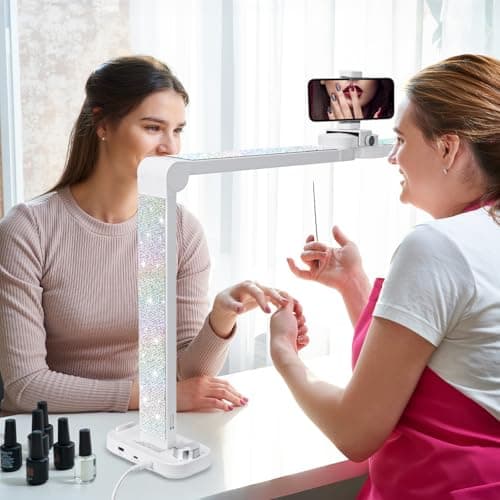BZJ 34-Inch Nail Light for Desk Foldable Half Moon Nail Art Table Lamp with Stepless Dimming Brightness and Color Temperature for Manicurists Beauty Eyelash Extensions Tattoo Crafts - Thumbnail 2