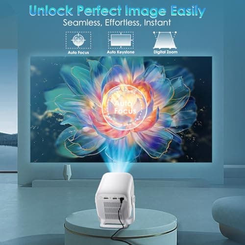 [ Auto Focus / 1080P Native ] Mini Projector with Wifi and Bluetooth 5.4, Portable 4K Projectors for Outdoor Movies/Bedroom, Smart Proyector with Apps Built-in, Auto Keystone and Short Throw ( 2026 ) - Thumbnail 4