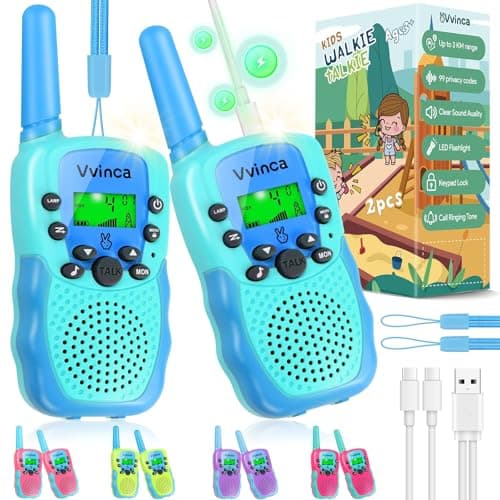 Vvinca Toys for Ages 5-7 Boys Girls, Rechargeable Walkie Talkies for Kids Long Range 22 CH 2 Way Kids Walkie Talkie with Flashlight for Camping Hiking Indoor Outdoor 3 4 5 6-12 Birthday - Image 1