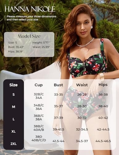 Womens Swimsuits 2026, Tropical Bikini Set, Classic Swimwear, Modest Cute Retro Bathing Suit - Thumbnail 6