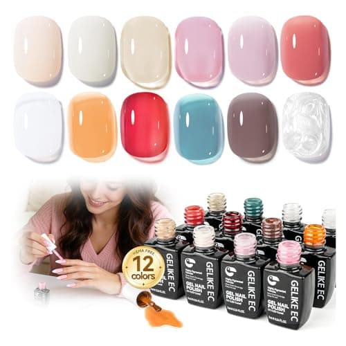 gelike ec Jelly Gel Nail Polish: 12 Colors Nail Gel Polish Set– HEMA Free Easy to Use & Quick Soak Off On Natural or Acrylic Nails – for Beginners & Young Women DIY Manicure Art at Home - Image 1