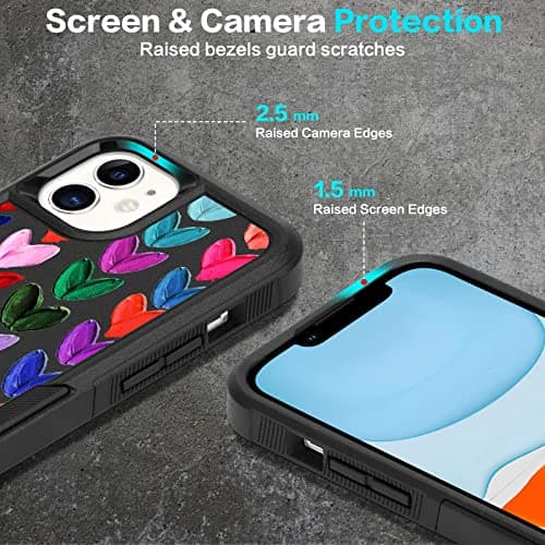 LOQUPE Designed for iPhone 11 Case, Heavy-Duty Tough Rugged Lightweight Slim Shockproof Protective Case for iPhone 11 6.1 Inch,Women Girls,Cute Oil Painting Heart - Thumbnail 4