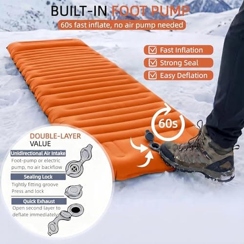 VALEHOWL 4" Thick Camping Sleeping Pad, R4.0 Compact Air Mattress for Tent - Thumbnail 5