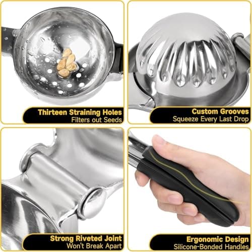 LSLCQW Lemon Squeezer Stainless Steel Large Manual Citrus Press Juicer | Heavy Duty, Solid Metal, Squeezer Bowl, Lime Squeezer - Thumbnail 3