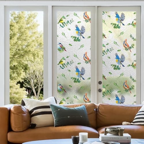 Borskyn Frosted Glass Window Film, Semi-Transparent Decorative Film for Home Privacy, UV Blocking Static Cling No Glue Needed, Includes Squeegee for Easy Install, 23.6" W x 78.7" H - Thumbnail 6