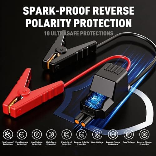 4000A Car Jump Starter Portable Jump Box Battery Booster Pack with Jumper Cables and LED Light Upto 8L Gas and 7L Diesel Engines - Thumbnail 5