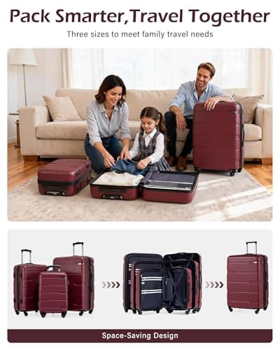 Coolife Medium Checked Luggage Hardside PC+ABS Suitcase with TSA Lock, Lightweight Rolling Carry On with Spinner Wheels(Radiant Pink, 24in) - Thumbnail 5