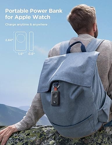 JOYROOM Portable 2000mAh Wireless Charger Compatible for Apple Watch Series 11/10/9/8/7/6/5/4/3/2/1/SE/UItra 3/UItra 2/Ultra, Compact Magnetic iWatch Charger Keychain Style Travel Essentials (Black) - Thumbnail 5