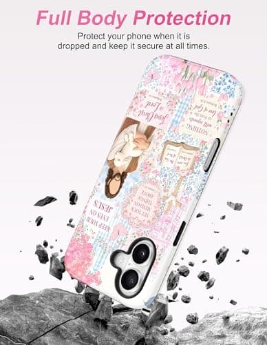 Aitipy Compatible with MagSafe Christian Collage Case for iPhone 17 Pro, Cute Magnetic Aesthetic Blue Pink Jesus Soft TPU and Hard PC Shockproof Protective Phone Cover for Women Girls - Thumbnail 4