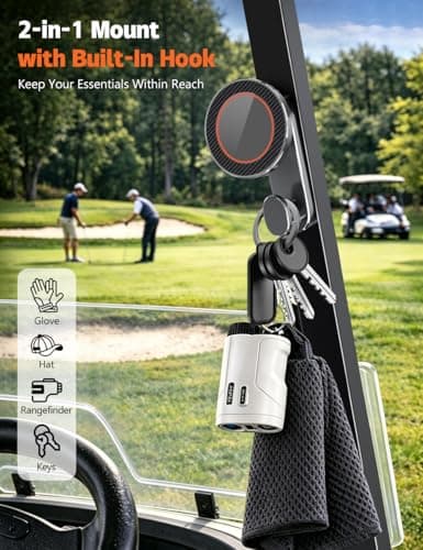 NOVRIDO Golf Cart Phone Holder Magnetic Mount, Golf Cart Accessories for Men, MagSafe Magnetic Phone Holder with Bottom Hook, Adjustable Golf Cart Phone Mount, Ring Included - Thumbnail 5