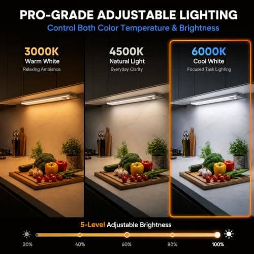 Under Cabinet Lighting, 4200mAh Motion Sensor Light Indoor, 3 Color Temp Rechargeable Battery Operated LED Closet Lights, Magnetic Under Counter Lights for Kitchen Stair (11 Inch, 2 Pack) - Thumbnail 5