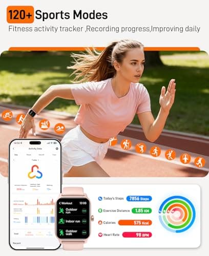 Smart Watches for Women (Android/iPhone), 1.85" HD Alexa Smart Watch with Bluetooth Calls/Messages/Reminders, 24/7 Heart Rate/SpO2 Monitor Watch, 120+ Sport Modes Fitness Tracker Watch for Women, Gift - Thumbnail 5