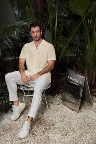 JEKAOYI Mens Casual Cotton Linen Button Down Short Sleeve Shirts Summer Cuban Camp Beach Shirts Vacation Wedding Shirt Beige - Thumbnail 6