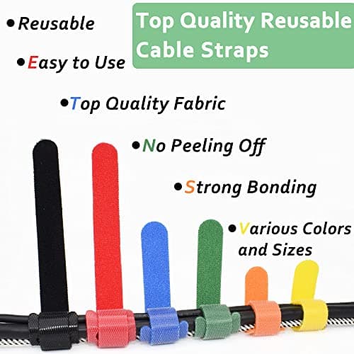 80pcs Cable Ties Reusable Multicolor Wire Ties Cable Management Cord Ties Reusable for Electronics Hook and Loop Cable Ties for Computer 4 6 8 Inch with 6 Colors - Thumbnail 5