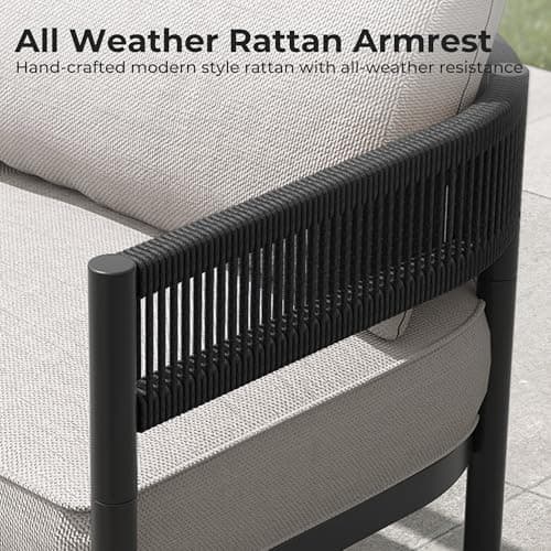 Grand patio 4-Piece Outdoor Conversation Set with 2 Single Chairs and 2 Patio Coffee Tables, Wicker Furniture Set - Thumbnail 3