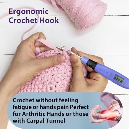 22 Size Crochet Hook Set with Light & Digital Counter, Ergonomic for Arthritic Hands, 2.0–14.0 mm Interchangeable Hooks, Rechargeable and Beginner-Friendly - Thumbnail 5