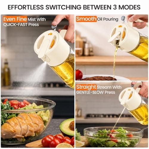 Costop Oil Sprayer for Cooking, 2025 Large Advanced Olive Oil Dispenser Bottle,500ml/17oz Glass Olive Oil Sprayer,2 in 1 Even Spray with Portion Control for Kitchen, Air Fryer, Salad, BBQ - White - Thumbnail 3