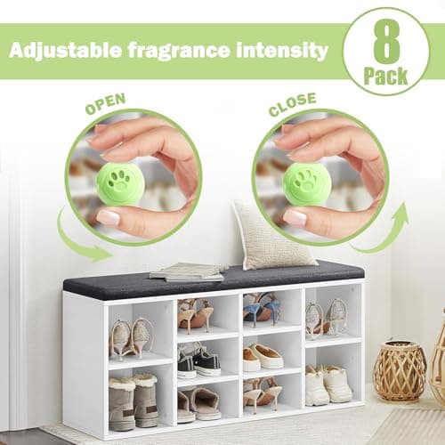 SCENTORINI Shoe Deodorizer Balls, 8 Pack Jasmine Scent Sneaker Deodorizer Balls, Odor Eliminator for Smell Shoes Boots, Long Lasting Shoe Freshener for Gym Bags, Drawers and Small Spaces - Thumbnail 4