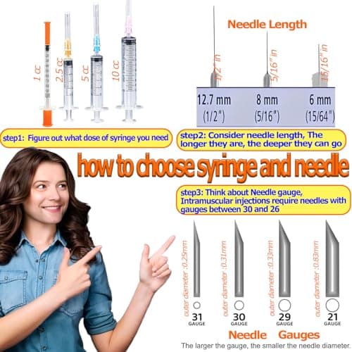 TAWEE 1CC Syringes with 30G 5/16" (8mm Long) Needle, U-100 Disposable Sample Syringe with Triple-Bevel Cut Needle Tip 1ml Lab Syringe 14 Pack - Thumbnail 2