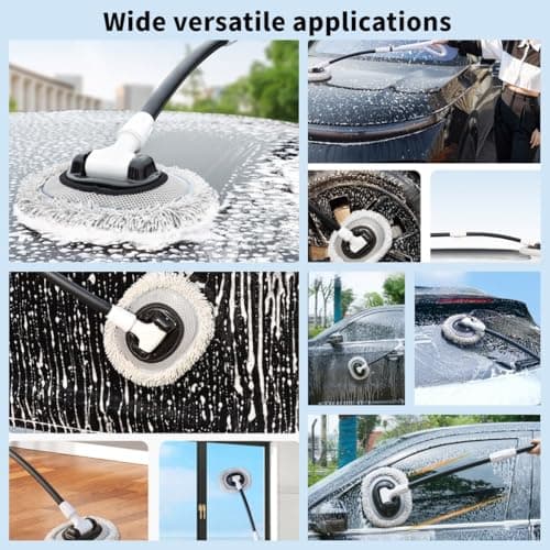 3-Section Telescopic Car Wash Brush with 15° Curved Aluminum Alloy Handle & 180° Adjustable Head | Non-Scratch Brush for Car Truck RV Boat Wheel Well Solar Panels Cleaning - Thumbnail 6