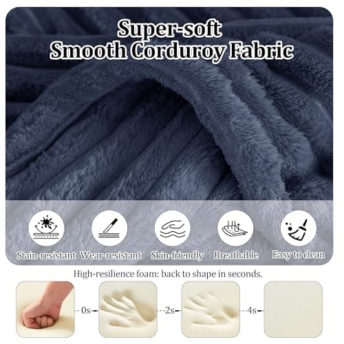 BSHOMGI 92.5'' U-Shaped Boneless Couches, Comfy Corduroy 3 Seaters Sofas with Ottoman, Modern High Back Sectional Sofa for Living Room with Oversized Chaise Deep Seat Sofa, No Assembly Needed - Thumbnail 6