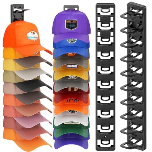 HeQe 2 Pack Hat Organizer for Baseball Caps, Hat Rack for Wall, Hat Storage, Hat Holder with Strong Adhesive and Screws (Black) - Image 1