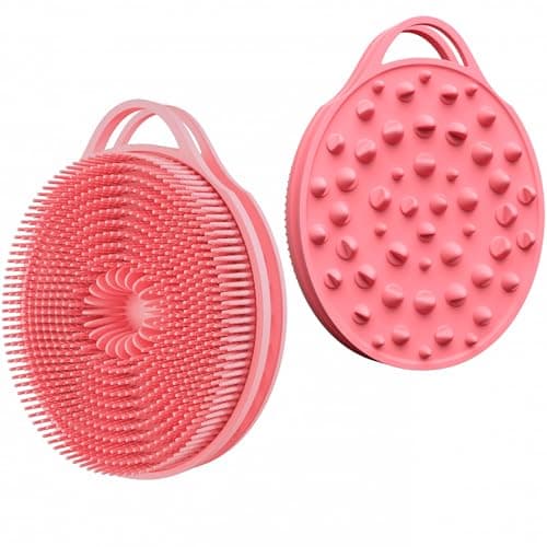 2 in 1 Silicone Body Scrubber, Anti Cellulite Massage Scrubber, Exfoliating Shower Brush for Men & Women, Removes Dead Skin, Reduces Cellulite, Improves Circulation, Fast Dry, Non Slip (1PC, Pink) - Image 1