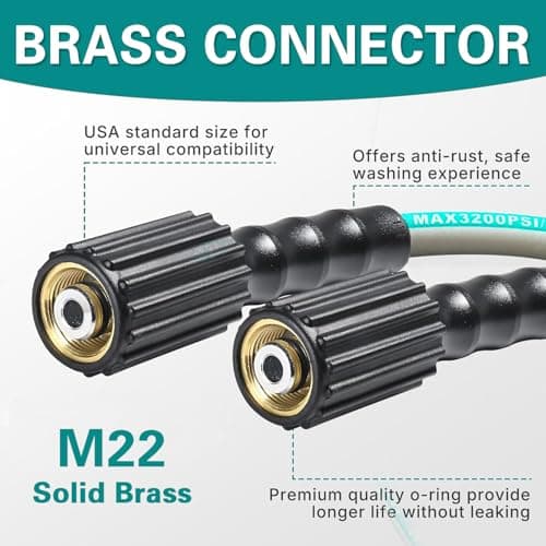 LTANLE High Pressure Washer Hose 50 Feet 1/4 Inch, M22 Dual O-Ring Leak-Proof 3200 PSI Replacement Hose - Thumbnail 4