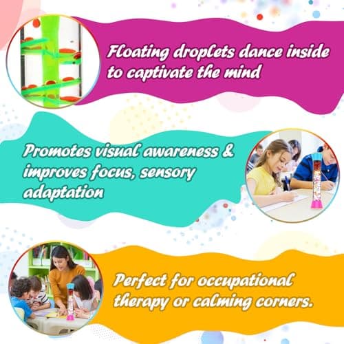 Cucue Sensory Fidget Tubes - Calming Toys for Kids- Sensory Tube with Glitter Bottle, Gravity Spinner, Bubble Drop Spiral - Fidget Toys for Classroom, Desk Decor, Stocking Stuffers ( 3 Pack ) - Thumbnail 5