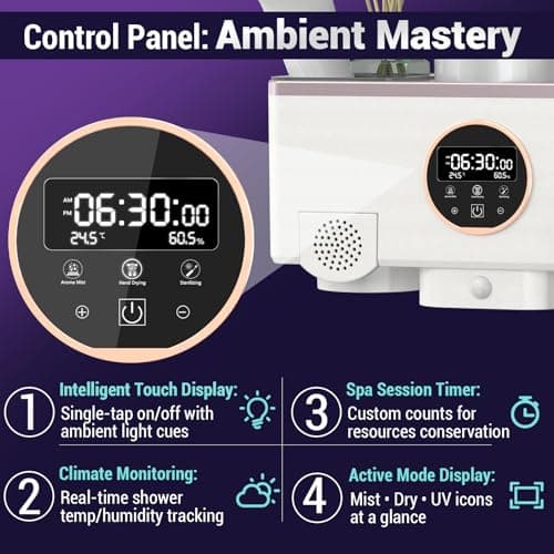 Toothbrush Cleaner and Holder for Bathrooms Wall Mounted with Fan Drying&30min Timing Function Cruise Air Drying,Electric Toothbrush Holder with 4Toothbrush Slots,Toothpaste Dispenser with Led Smart - Thumbnail 4