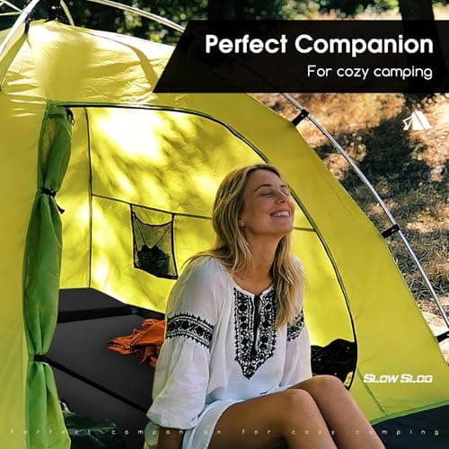 Slow Slog Self-Inflating Single Camping Pad with Pillow, 4in Ultra-Thick Foam Sleeping Mat with Pump Sack for 4-Season Hiking and Tent Travel, Portable Camping Mattress, Black - Thumbnail 2