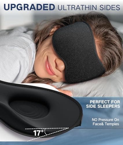 Vynix® Sleep Mask for Men Women-Eye Masks for Side Sleepers, 3D Contoured Night Blindfold 100% Blockout Pressure-Free, Soft Lightweight Breathable Eye Cover Shade Sleeping for Airplane, Travel, Black - Thumbnail 3