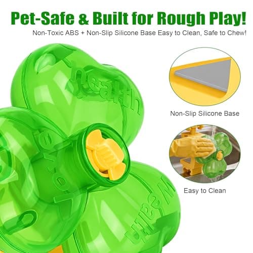 AOFANPET Cat Slow Feeder Puzzle Toy with Clamp Mount, Interactive Clover Treat Dispenser for Small Dogs & Cats, 3 Adjustable Feeding Openings for Dry Food, Enrichment Food Dispenser for Indoor/Outdoor - Thumbnail 6