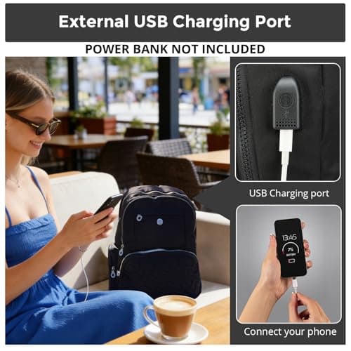 Swissdigital Design Backpack for Women, 15.6 inch Laptop College Black Medium Simple Modern Backpacks for School with USB Charging Port for Womens Girls | SD1711-01 - Thumbnail 3