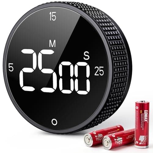 Allbean Magnetic Kitchen Timer for Cooking with Loud Alarm - Large LED Display Rotating Countdown Pomodoro Timer, Preset 5/15/25 Mins Easy for Seniors and Kids，for Baking Grilling Studying - Image 1