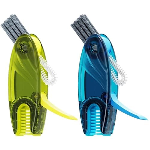 4 in 1 Cup Lid Cleaning Brush Set Multifunctional Bottle Brush Cleaner Tiny Bottle Cup Lid Brush Straw Cleaner Tools Mini Silicone Bottle Cup-Holder Cleaner with Hook Remover Green + Blue - Image 1
