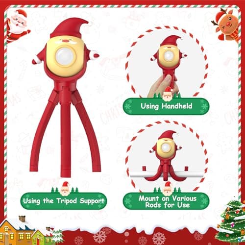 A.S Santa Claus Kids Flashlight, LED Rechargeable Torch with 8 Color Modes & 8 Music, Fun Flashlights for Boys & Girls, Perfect for Parties, Camping & Outdoor Adventures Christmas Gift Toy - Thumbnail 2