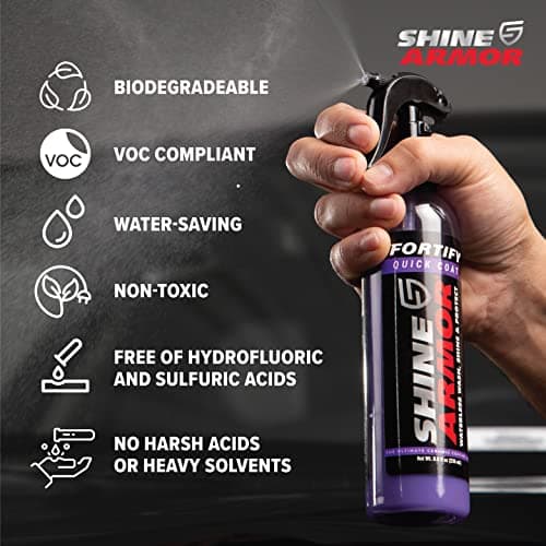 Car Wax Spray and Ceramic Coating for Cars - 3 in 1 Waterless Car Wash and Detailing - Quick Effect Coating Agent for Car - High Gloss Car Coating Spray, Shiny Car Stuff by Shine Armor - 8FlOz - Thumbnail 3